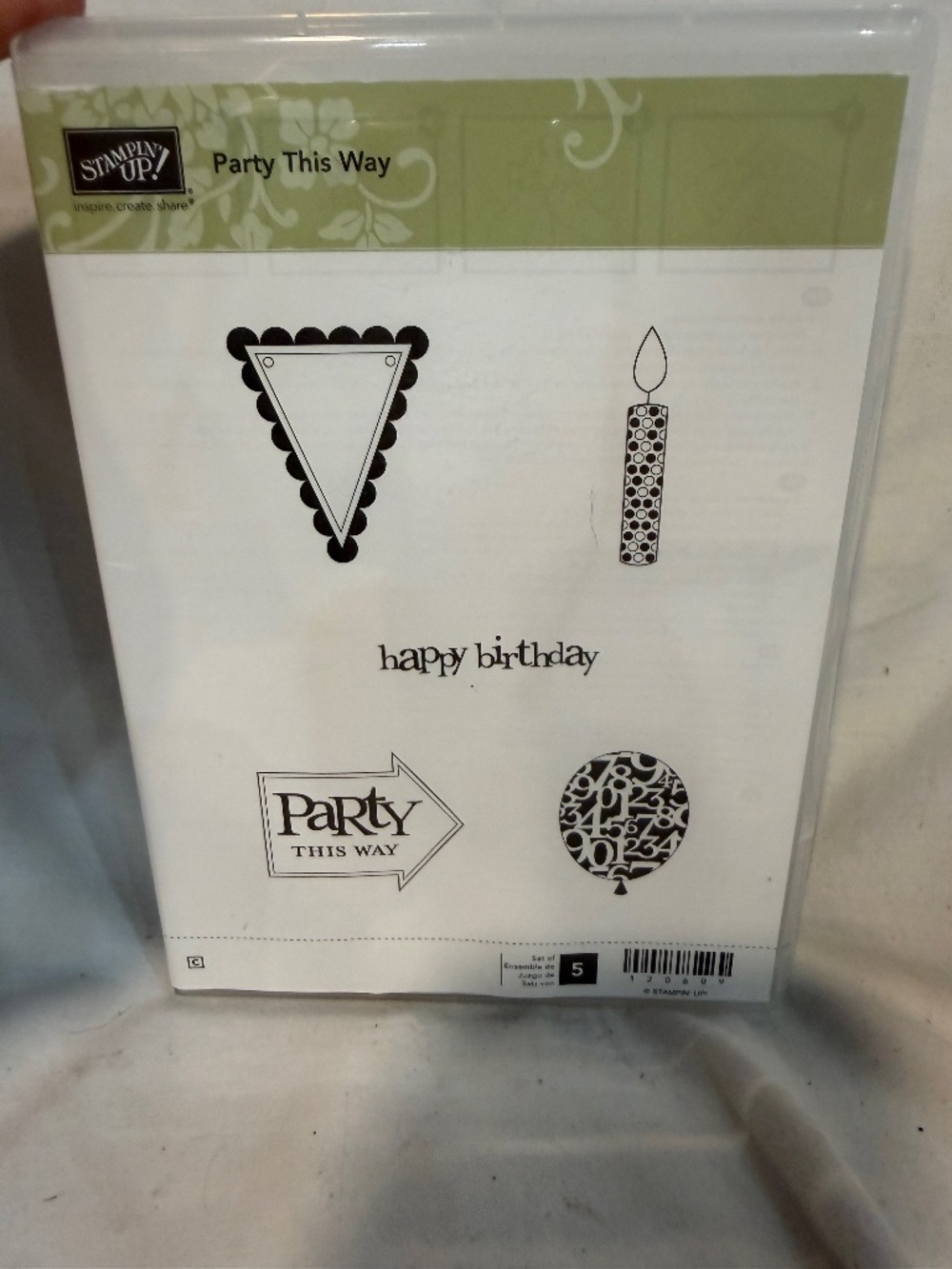 Stampin Up Rubber Stamp Set Party This Way Set of 5 Card Making Scrapbooking